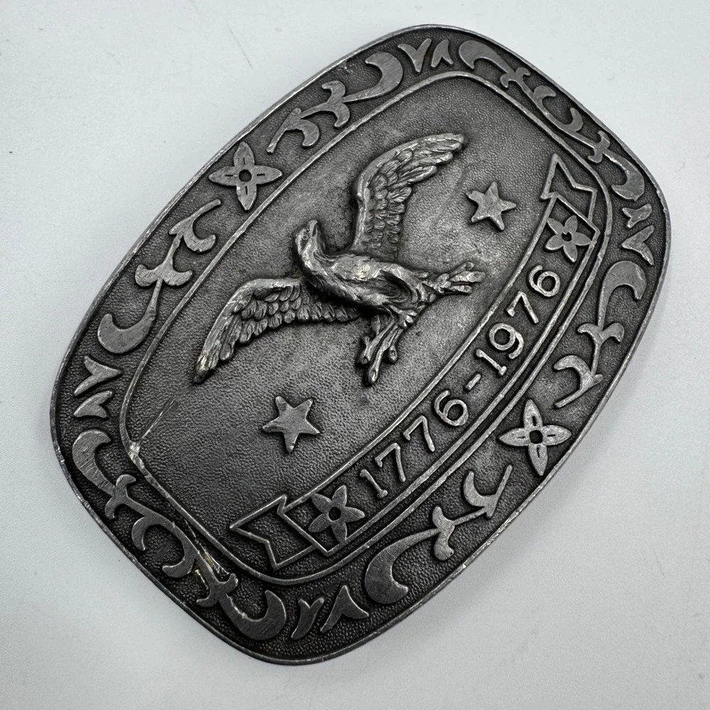 Celebrity Belt Buckle Unisex OS Silver Bicentennial‎ 1776-1976 Eagle Americana